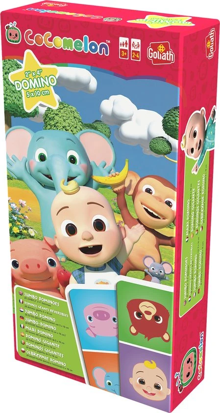 Goliath CoComelon Jumbo Dominoes - 28 Extra Grote Dominostenen Met Een Dier Of Getal - Afbeelding 4