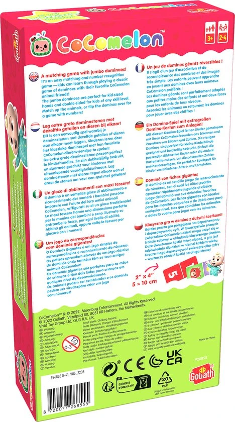 Goliath CoComelon Jumbo Dominoes - 28 Extra Grote Dominostenen Met Een Dier Of Getal - Afbeelding 3