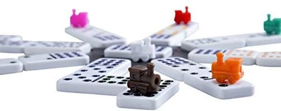 Longfield Games Domino Mexican Train Dubbel 12 Actiespel In Beuken Kist - Afbeelding 4