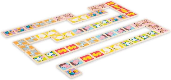New Classic Toys Domino Spel - Boerderij Dieren - Inclusief Handige Opbergzak - Afbeelding 3
