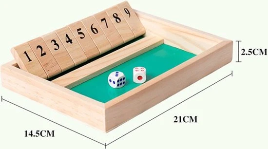 Sharp Games Shut The Box | Hout | Inclusief Dobbelstenen | Houten Spel | Dobbelspel | Kansspel | Drankspel | Reisspel | Rekenspel - Afbeelding 3