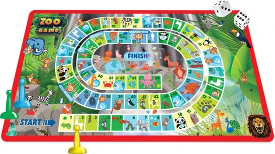 Grafix Dierentuin Bordspel | Bordspel Voor Het Hele Gezin | Ganzenbord Variant | Dieren Speelgoed - Afbeelding 2