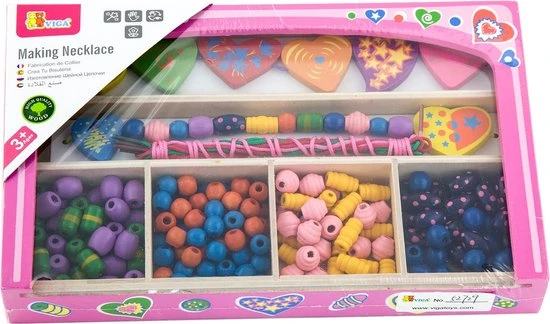 New Classic Toys Viga Toys - Houten Rijgkralen Set - Hart - Afbeelding 3