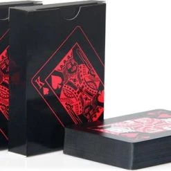 Merkloos Luxe Speelkaarten - Poker Kaarten Waterdicht - Zwart En Rood