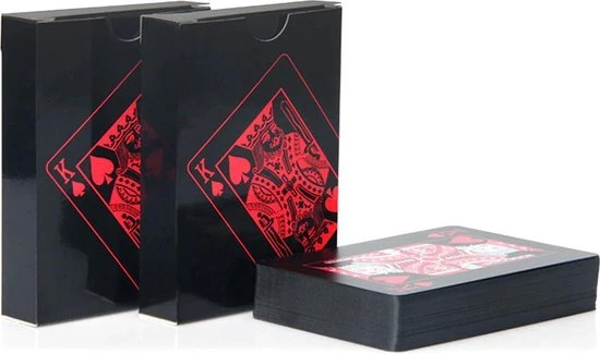 Merkloos Luxe Speelkaarten - Poker Kaarten Waterdicht - Zwart En Rood