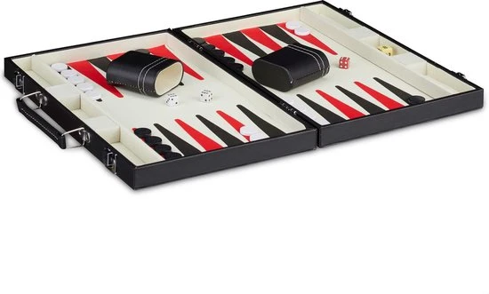 Relaxdays Backgammon Koffer - Bordspel - Tric Track - Strategiespel - Triktrak - Zwart - Afbeelding 10