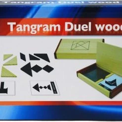 Bordspel Tangram Dubbel Kist Blank Hout+60 Kaart.