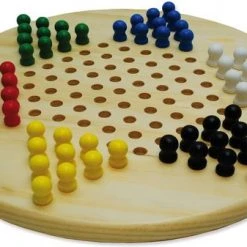 HOT Games Halma-ster Hout 28 Cm Met Gekleurde Pionnen