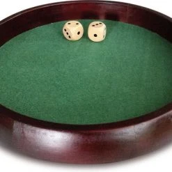 Longfield Pokerpiste Rubberhout, 34 Cm, Inclusief 2 Houten Dobbelstenen 18 Mm