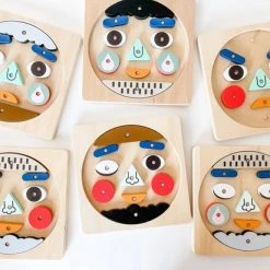 Gezichten En Emoties Puzzel Voor Kinderen - Montessori Vormen Puzzel Emoties Leren - Educatief Spel Ontwikkeling Emoties - Montessori Speelgoed Van Hout - Houten Vormen Puzzel Gezicht - WoodyDoody