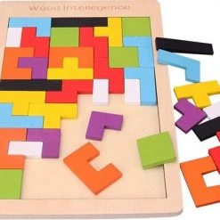 Hoekstar Games Puzzelkubus - Houten Tetris Puzzel - Speelgoed Vanaf 3 Jaar