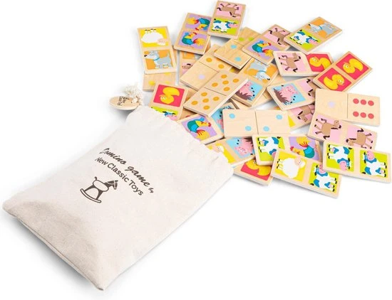 New Classic Toys Domino Spel - Boerderij Dieren - Inclusief Handige Opbergzak - Afbeelding 8