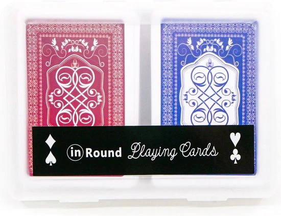 In Round Speelkaarten 2 Decks / Stokken Stok Speel Kaarten Spelkaarten Voor Volwassen En Kinderen Pokerkaarten Kaart Spel / Kaartspel Set Pestkaarten Poker / Blackjack / Pesten Rood / Blauw - Afbeelding 4