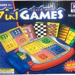 Toi Toys BV Check Mate 7 In 1 Games - Schaken, Dammen, Molenspel, Boter Kaas & Eieren, Slangen & Ladders, Steeplechase En Backgammon