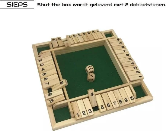 SIEPS Shut The Box 4 Spelers - 1 Tot 4 Spelers - Reisspellen - Dobbelspel - Spellen Voor Volwassenen & Kinderen - Rekenspel - Afbeelding 3
