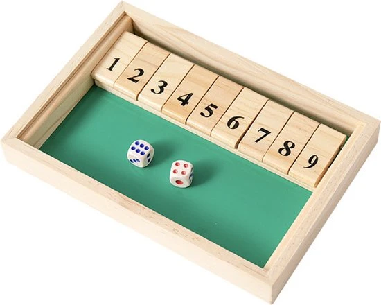 Sharp Games Shut The Box | Hout | Inclusief Dobbelstenen | Houten Spel | Dobbelspel | Kansspel | Drankspel | Reisspel | Rekenspel