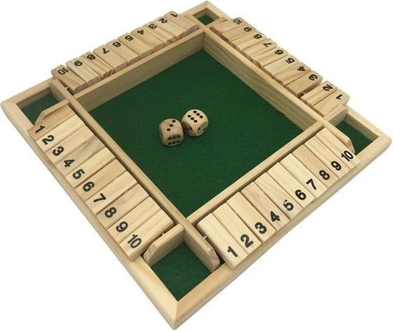 SIEPS Shut The Box 4 Spelers - 1 Tot 4 Spelers - Reisspellen - Dobbelspel - Spellen Voor Volwassenen & Kinderen - Rekenspel