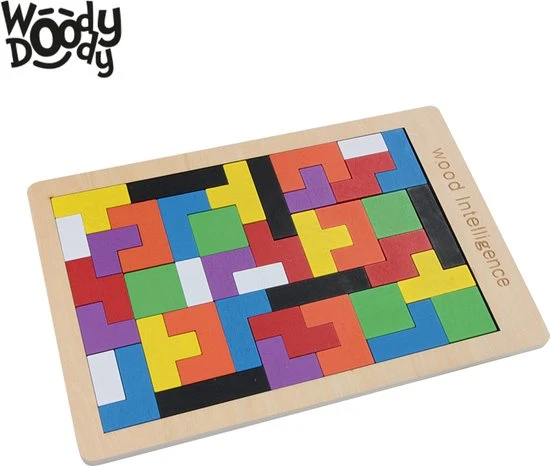 Montessori Speelgoed Tangram Vormen Puzzel Met GROTE OPBERGZAK - Houten Speelgoed Tetris Spel - Educatief Puzzel Voor Ruimtelijk Inzicht - WoodyDoody - Afbeelding 5