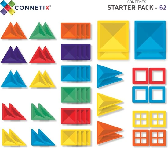 Connetix Tiles Connetix - Starter Pack 62 Stuks - Magnetisch Constructiespeelgoed - Afbeelding 18