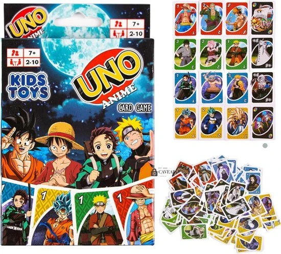 Merkloos UNO Anime Kaartspel - Nieuwe Editie - Naruto - One Piece - Dragon Ballz - Demon Slayer