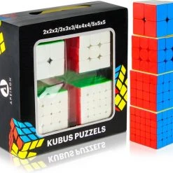 Apeiron Rubiks Cube - 2x2, 3x3, 4x4, 5x5 - Speed Cube - Set 4 In 1 - Brein Breker - SpeedCube Giftset