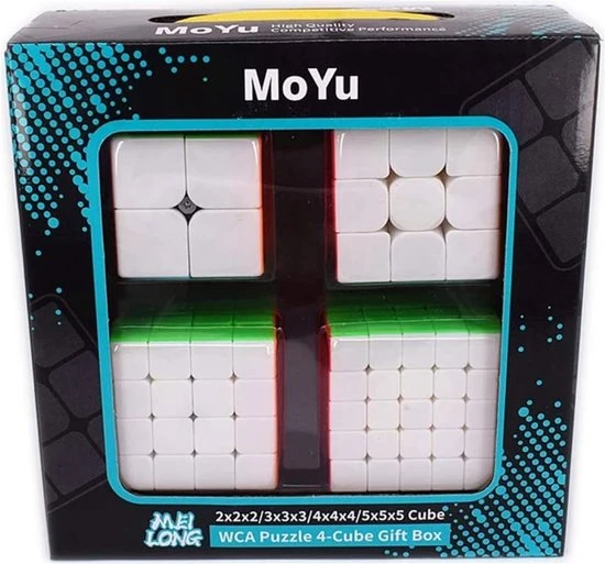 Rubiks Cube - Speed Cube Set 4 In 1 - Moyu - Rubiks Kubus - Cadeauset - Breinbrekers - Puzzel Kubus - 2x2, 3x3, 4x4, 5x5