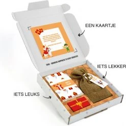 THNX 3-in-1 Combinatie Cadeau THNX - Sinterklaas Cadeau - Familiespel - Ganzenbord - Jute Zak - Pepernoten - Snoepgoed - Brievenbus Cadeau