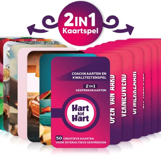 Hart Tot Hart 2-in-1 Coachkaarten En Kwaliteitenspel - Associatiekaarten En Complimentenspel - Coachingskaarten - Kwaliteiten Kaartspel - Gespreksstarter - Inspiratiekaarten - Complimenten Kaartjes - Gesprekskaarten Voor Een Openhartig Gesprek - Afbeelding 3