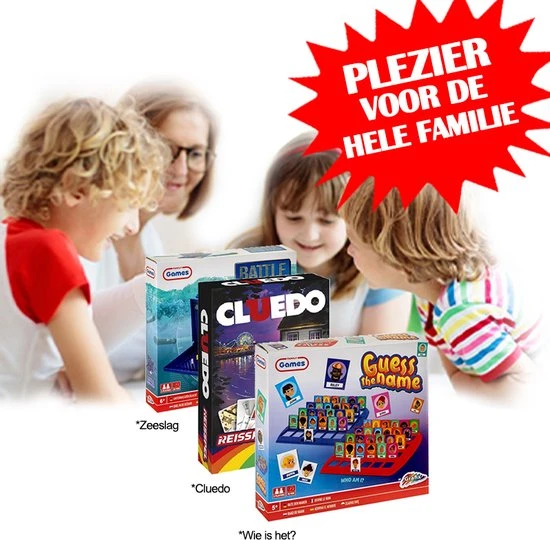 999 Games & Hasbro Gaming 3 Bordspellen - Cluedo - Zeeslag - Wie Is Het - Kaartspellen - Reisspel - Gezelschapspel - Familie - Volwassenen - Kinderen - Hasbro - Grafix - Sinterklaas - Kerst - Afbeelding 2