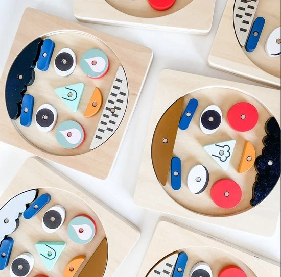 Gezichten En Emoties Puzzel Voor Kinderen - Montessori Vormen Puzzel Emoties Leren - Educatief Spel Ontwikkeling Emoties - Montessori Speelgoed Van Hout - Houten Vormen Puzzel Gezicht - WoodyDoody - Afbeelding 3