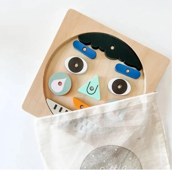 Gezichten En Emoties Puzzel Voor Kinderen - Montessori Vormen Puzzel Emoties Leren - Educatief Spel Ontwikkeling Emoties - Montessori Speelgoed Van Hout - Houten Vormen Puzzel Gezicht - WoodyDoody - Afbeelding 4