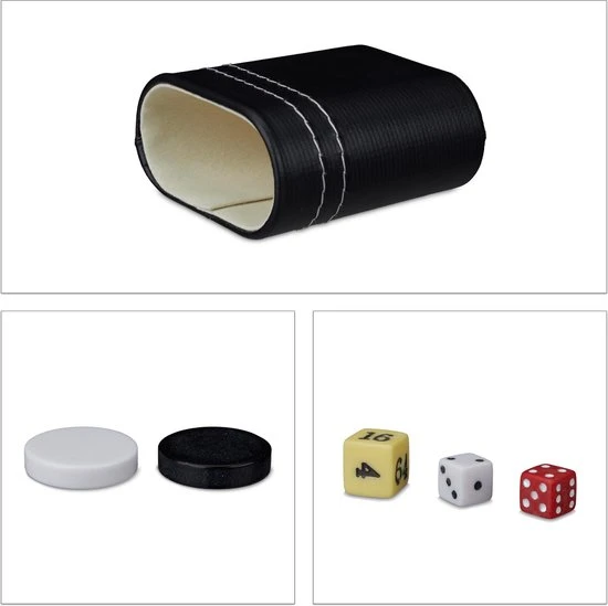 Relaxdays Backgammon Koffer - Bordspel - Tric Track - Strategiespel - Triktrak - Zwart - Afbeelding 8