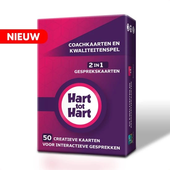 Hart Tot Hart 2-in-1 Coachkaarten En Kwaliteitenspel - Associatiekaarten En Complimentenspel - Coachingskaarten - Kwaliteiten Kaartspel - Gespreksstarter - Inspiratiekaarten - Complimenten Kaartjes - Gesprekskaarten Voor Een Openhartig Gesprek