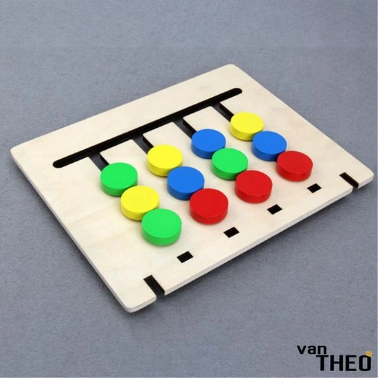 Van Theo Schuifspel - Hout - Logisch Denken - Puzzel - Auto - Kleuren En Vormen - Spel Voor Onderweg - Afbeelding 2