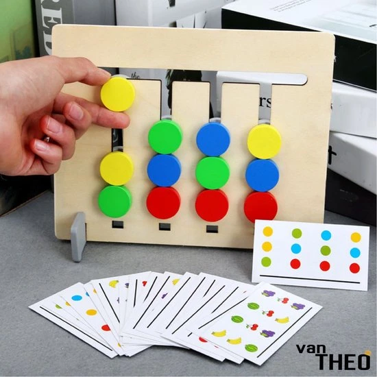 Van Theo Schuifspel - Hout - Logisch Denken - Puzzel - Auto - Kleuren En Vormen - Spel Voor Onderweg - Afbeelding 3