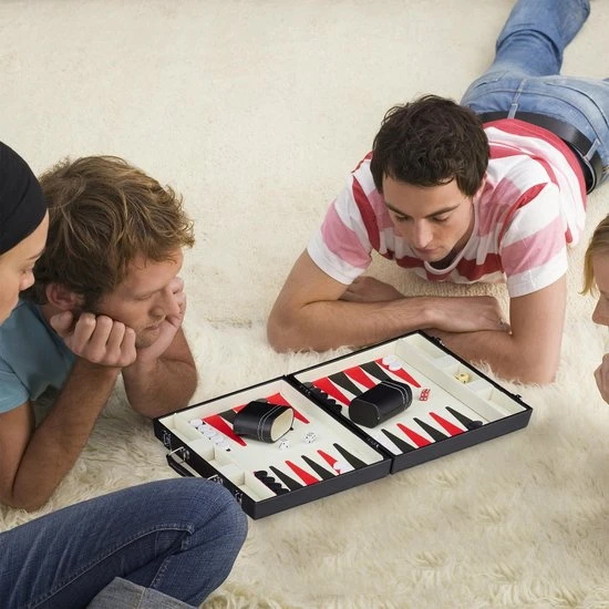 Relaxdays Backgammon Koffer - Bordspel - Tric Track - Strategiespel - Triktrak - Zwart - Afbeelding 3