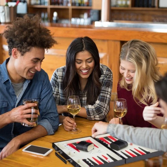 Relaxdays Backgammon Koffer - Bordspel - Tric Track - Strategiespel - Triktrak - Zwart - Afbeelding 4