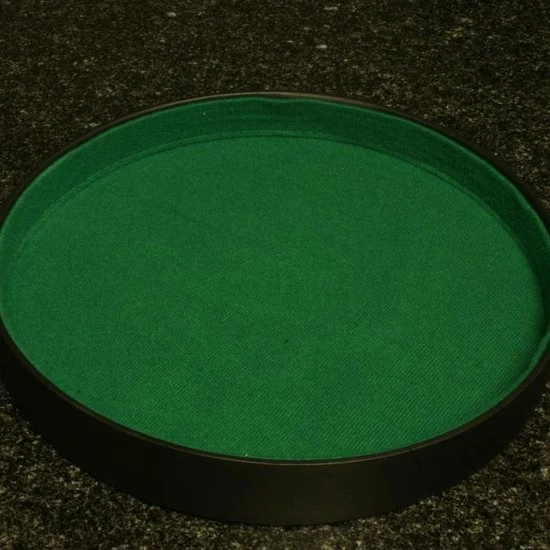 Diceshop Yathzeebord |Dobbelpiste Dobbelbak Rond Zwart Vinyl Met Groen Vilt 26cm