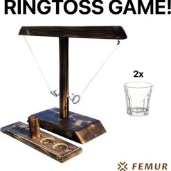 Femur®️ Ring Toss Game – Inclusief 2 Shotglaasjes - Drank Spelletjes – Gezelschapsspel – Drankspel TikTok – Ring Gooien – Shot Spel - Ringtoss