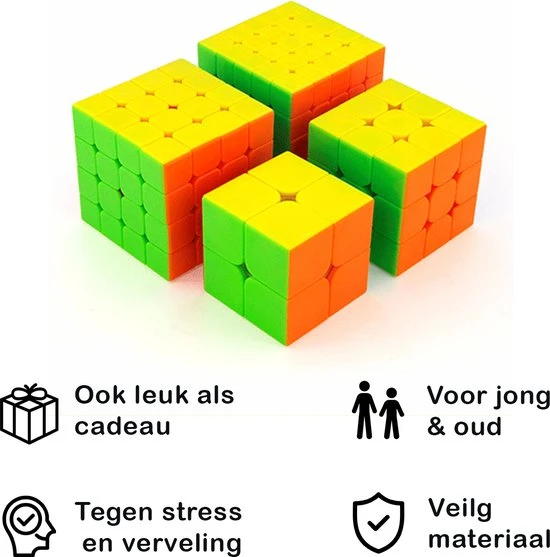 Rubiks Cube - Speed Cube Set 4 In 1 - Moyu - Rubiks Kubus - Cadeauset - Breinbrekers - Puzzel Kubus - 2x2, 3x3, 4x4, 5x5 - Afbeelding 8