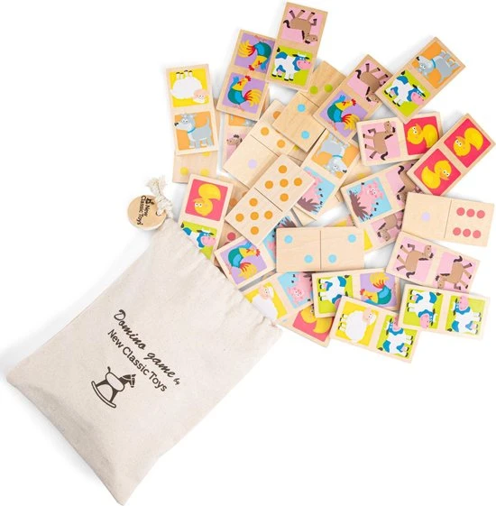 New Classic Toys Domino Spel - Boerderij Dieren - Inclusief Handige Opbergzak - Afbeelding 9