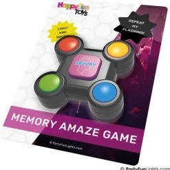 HappyFunToys - Flashing Memory Amaze Game - Geheugenspel Met Licht En Geluidseffecten - Denkspel - Reisspel - Zakspel - Inclusief 3x LR44 Batterijen