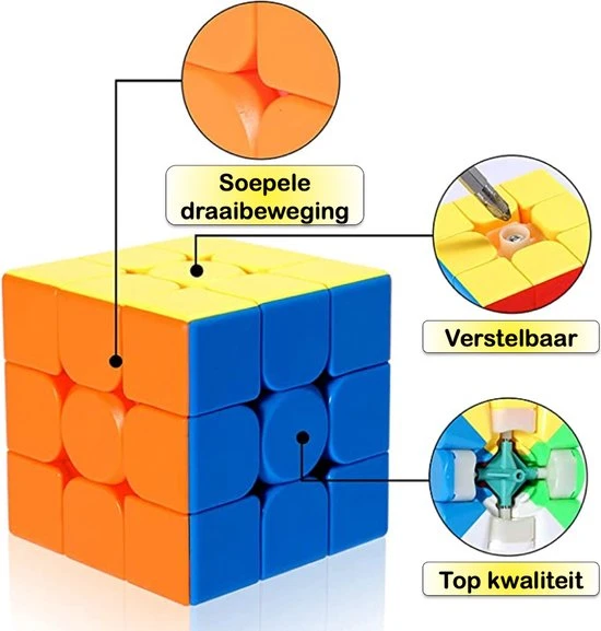 Rubiks Cube - Speed Cube Set 4 In 1 - Moyu - Rubiks Kubus - Cadeauset - Breinbrekers - Puzzel Kubus - 2x2, 3x3, 4x4, 5x5 - Afbeelding 3