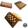 Shagam 3-in-1 Bordspel - 29 Cm - Magnetisch - Schaakbord - Dambord - Backgammon - Schaakspel - Schaakset - Schaken - Dammen - Met Schaakstukken - Chess - Hout - Opklapbaar