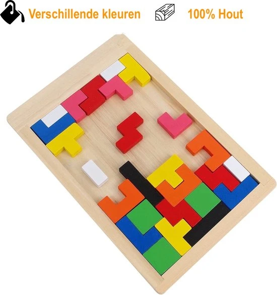 Hoekstar Games Puzzelkubus - Houten Tetris Puzzel - Speelgoed Vanaf 3 Jaar - Afbeelding 3