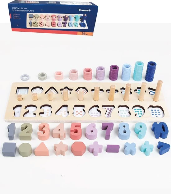 Femur - Houten Montessori Speelgoed - Puzzel - Cijfers - Tellen - Rekenen - Educatief - Afbeelding 3