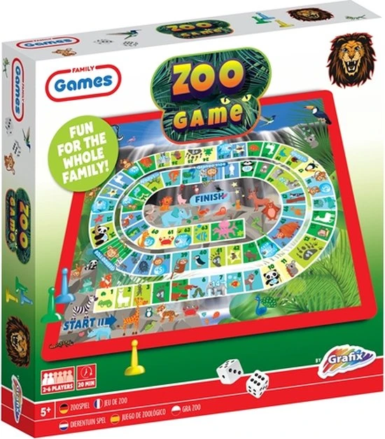 Grafix Dierentuin Bordspel | Bordspel Voor Het Hele Gezin | Ganzenbord Variant | Dieren Speelgoed - Afbeelding 8