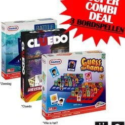 999 Games & Hasbro Gaming 3 Bordspellen - Cluedo - Zeeslag - Wie Is Het - Kaartspellen - Reisspel - Gezelschapspel - Familie - Volwassenen - Kinderen - Hasbro - Grafix - Sinterklaas - Kerst