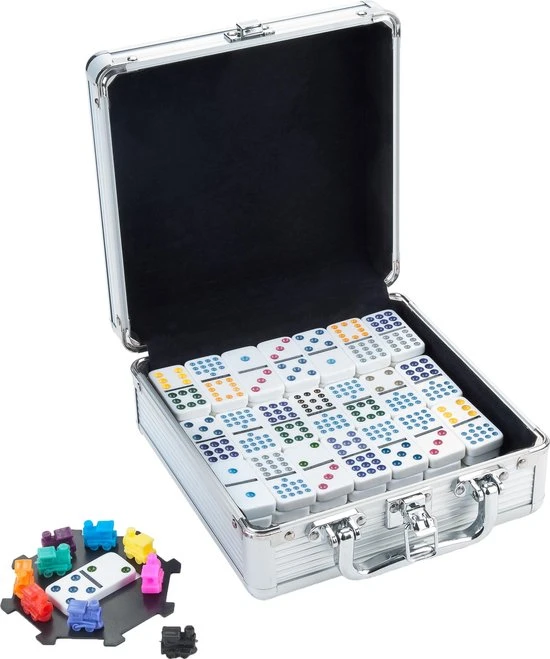 Longfield Games Domino Mexican Train Dubbel 12 Actiespel In Aluminium Koffer - Afbeelding 9