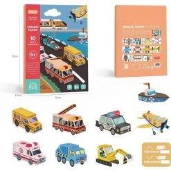 Knutselen Jongens Met Stickervellen Origami Papier Kinderen Knutseldoos Wagens Vouwen Treinen Vouwen En Stickeren - WoodyDoody